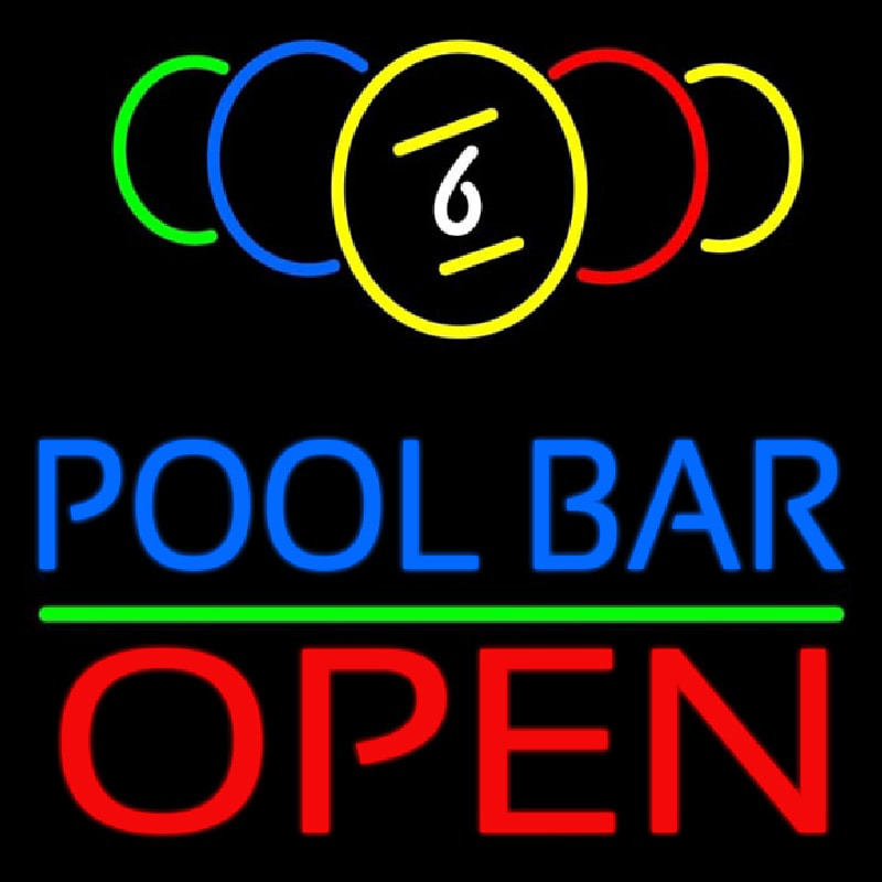 Pool Bar Open Enseigne Néon