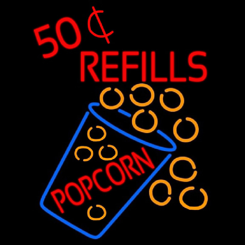 Popcorn Refills Enseigne Néon
