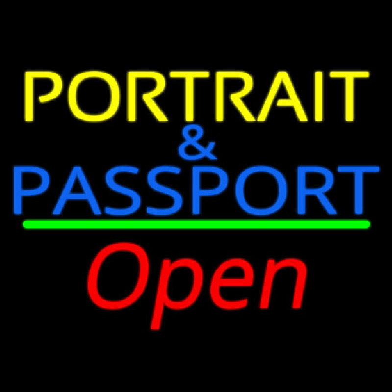 Portrait And Passport With Open 2 Enseigne Néon