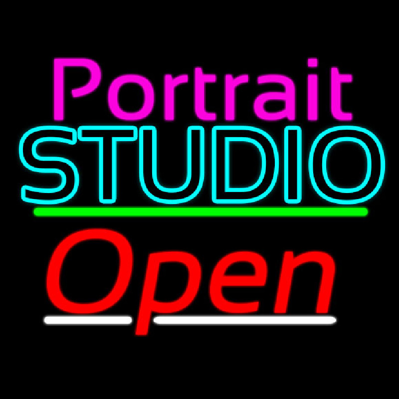 Portrait Studio Open 3 Enseigne Néon