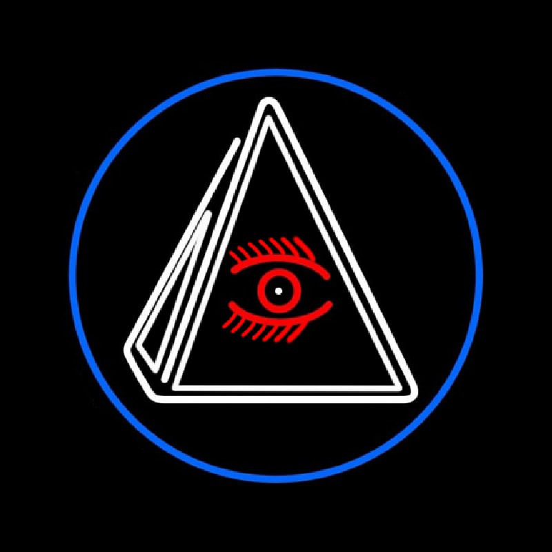 Psychic Eye Pyramid With Blue Border Enseigne Néon
