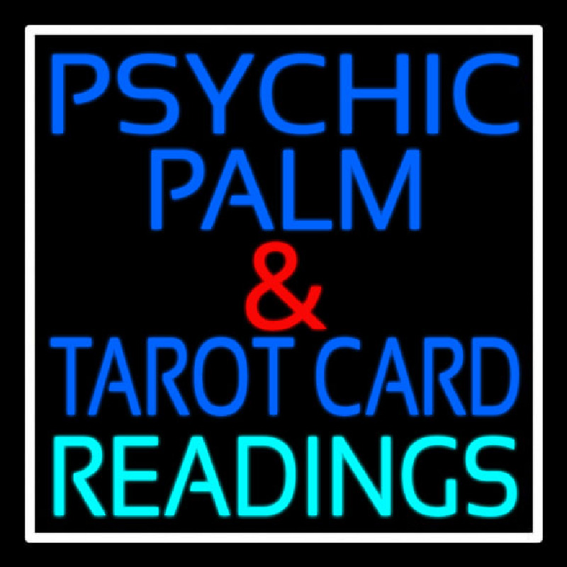 Psychic Palm And Tarot Card Readings White Border Enseigne Néon