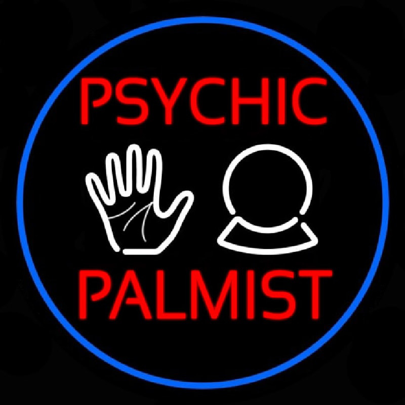 Psychic Palmist Blue Border Enseigne Néon