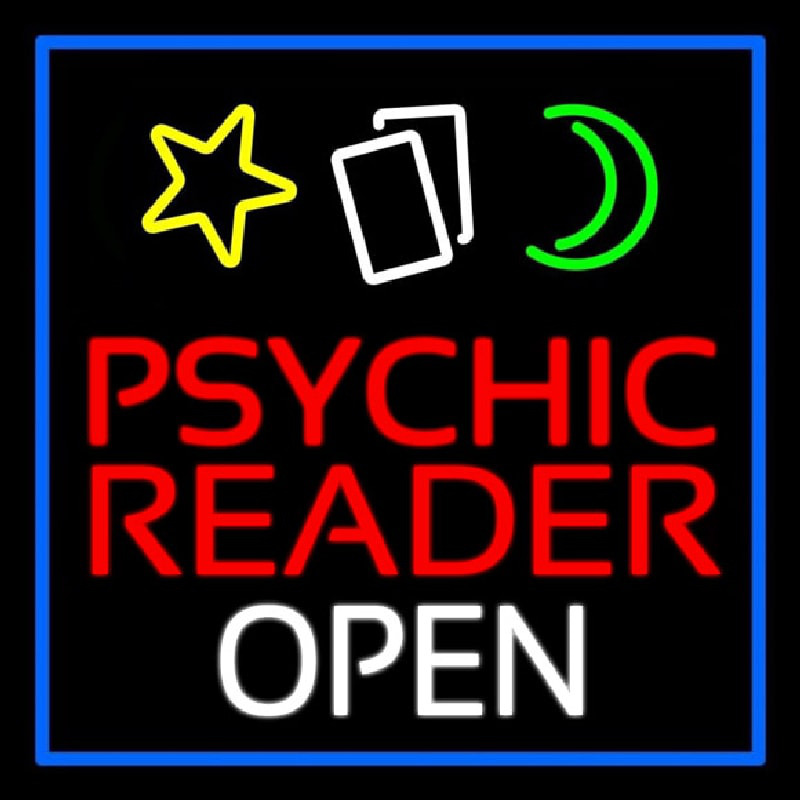 Psychic Reader Open Block Blue Border Enseigne Néon