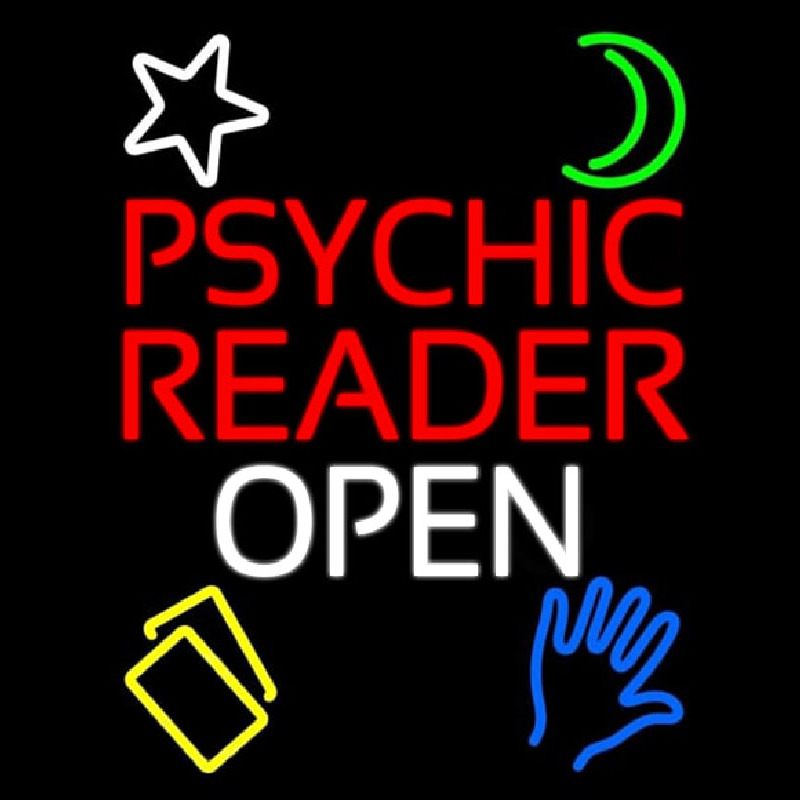 Psychic Reader Open Block White Border Enseigne Néon
