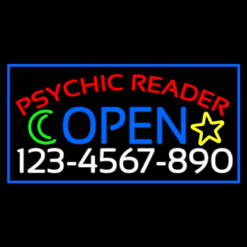 Psychic Reader With Phone Number Open Enseigne Néon