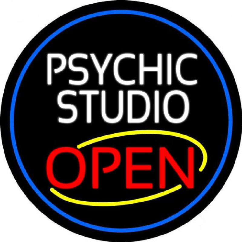 Psychic Studio Red Open Blue Border Enseigne Néon