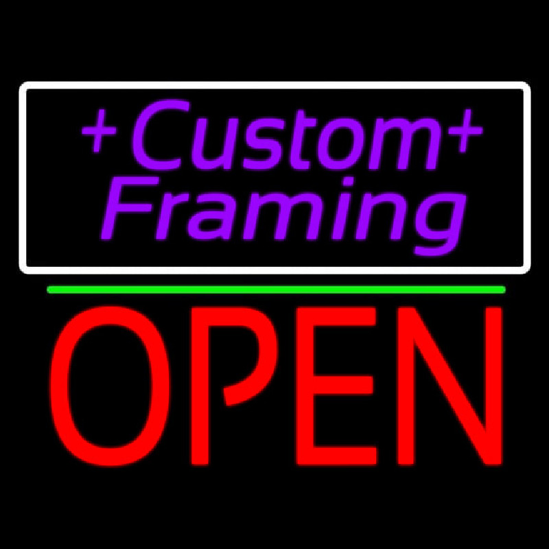 Purple Custom Framing With Open 1 Enseigne Néon