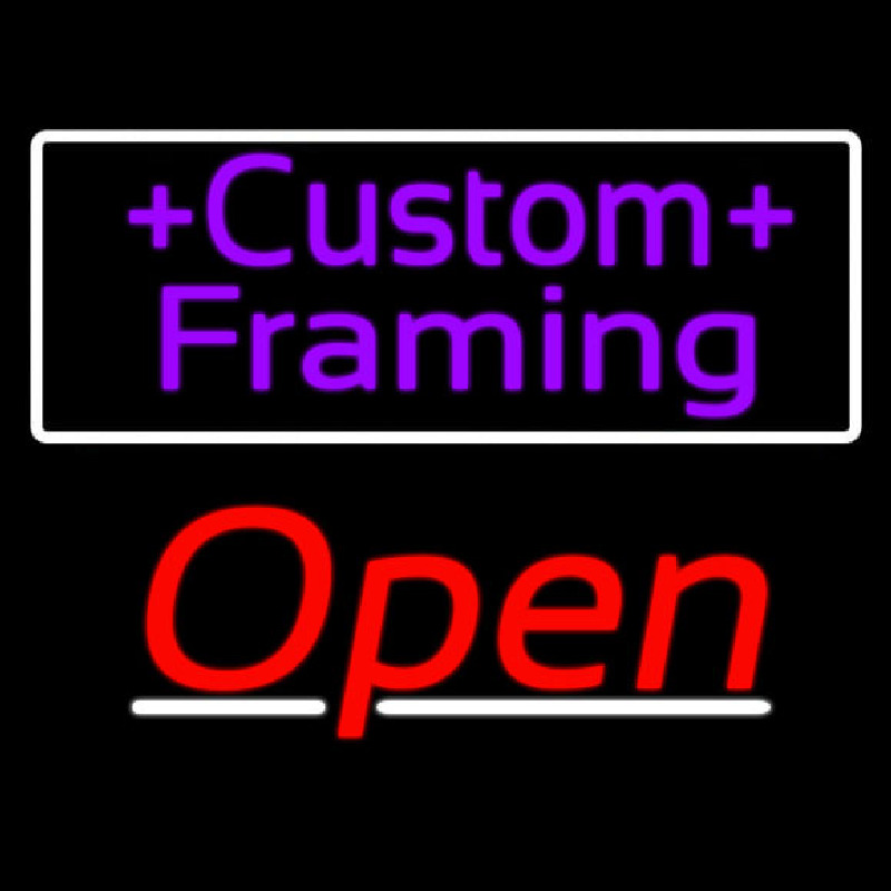 Purple Custom Framing With Open 3 Enseigne Néon