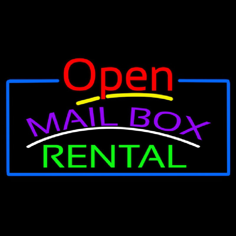 Purple Mailbo  Green Rental Open With Border Enseigne Néon