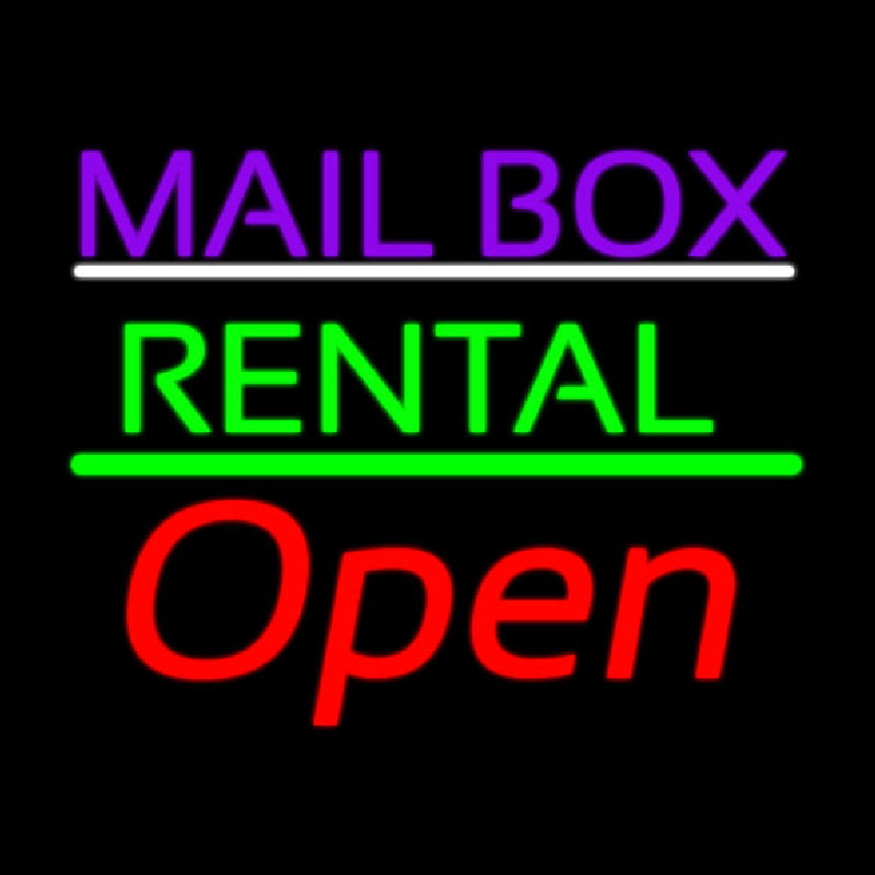 Purple Mailbo  Green Rental With Open Enseigne Néon