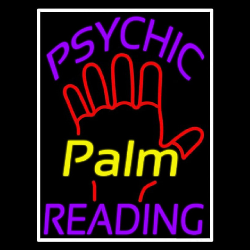 Purple Psychic Reading With Yellow Palm Enseigne Néon