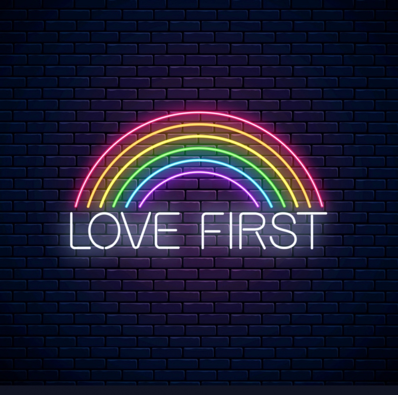 Rainbow love first Enseigne Néon