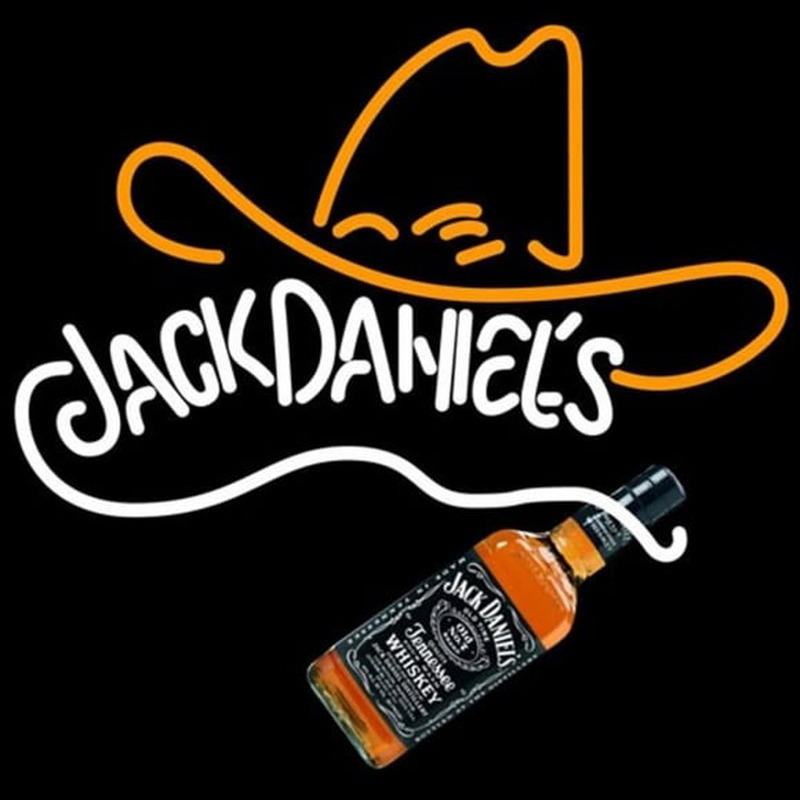 Rare Jack Daniels Whiskey Cowboy Hat Enseigne Néon