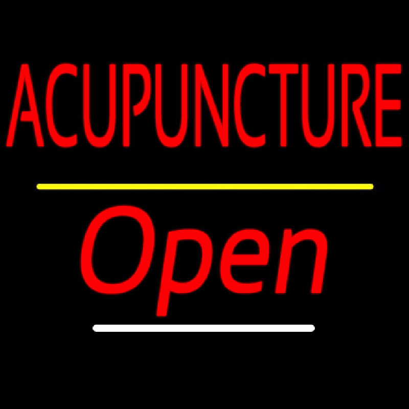 Red Acupuncture Open Yellow Line Enseigne Néon