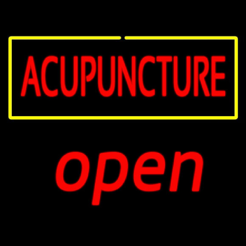 Red Acupuncture Yellow Border Open Enseigne Néon