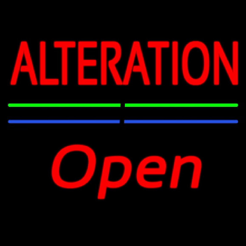 Red Alteration Blue Green Line Slant Open Enseigne Néon