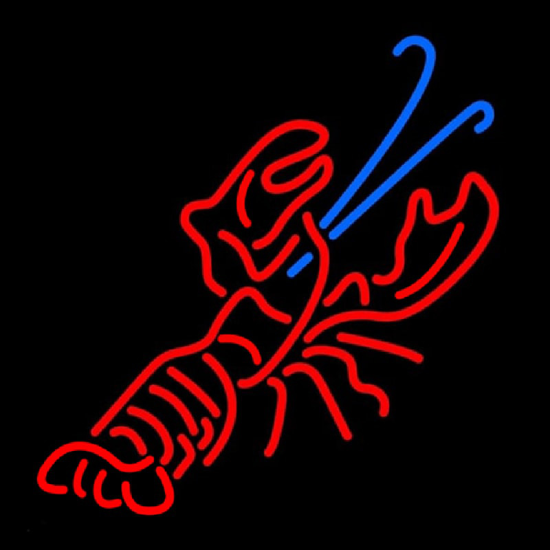 Red And Blue Lobster Logo Enseigne Néon