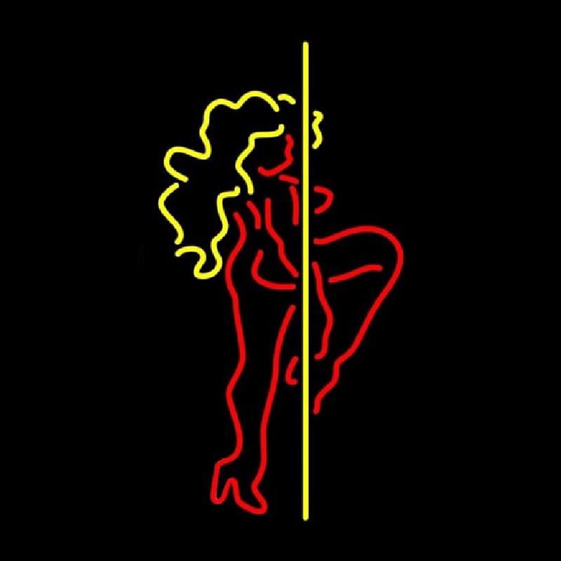 Red And Yellow Pole Dance Girl Enseigne Néon