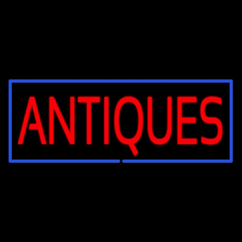 Red Antiques Blue Rectangle Enseigne Néon