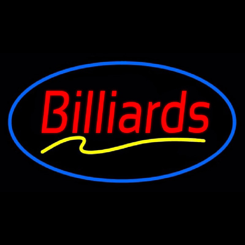Red Billiards Blue Oval Enseigne Néon