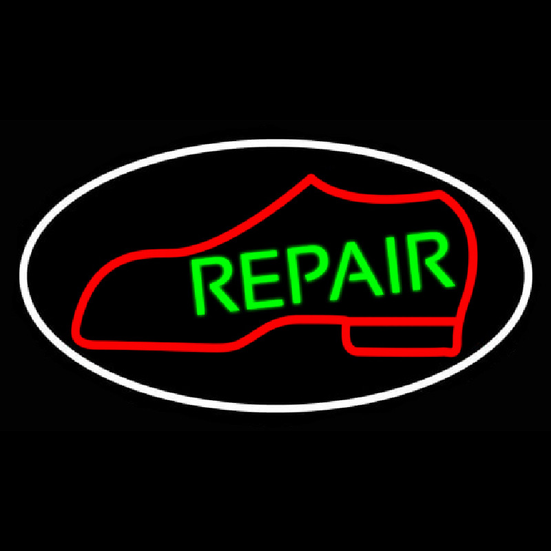 Red Boot Green Repair With Border Enseigne Néon