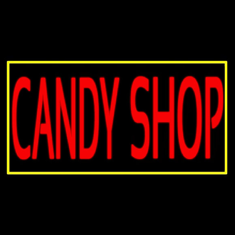 Red Candy Shop With Yellow Border Enseigne Néon