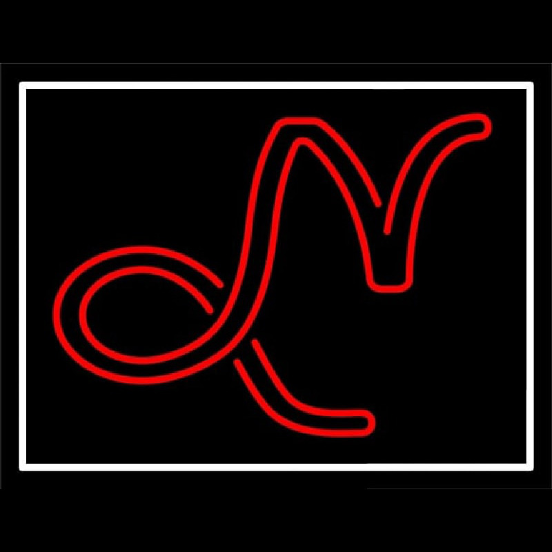 Red Capricorn Logo White Border Enseigne Néon