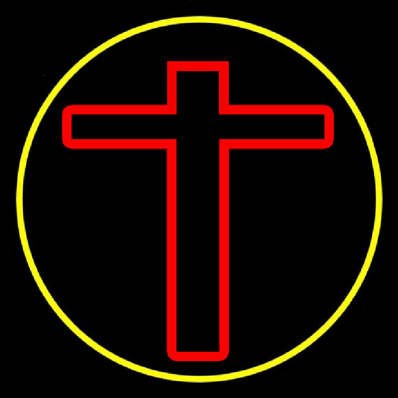 Red Christian Cross Enseigne Néon