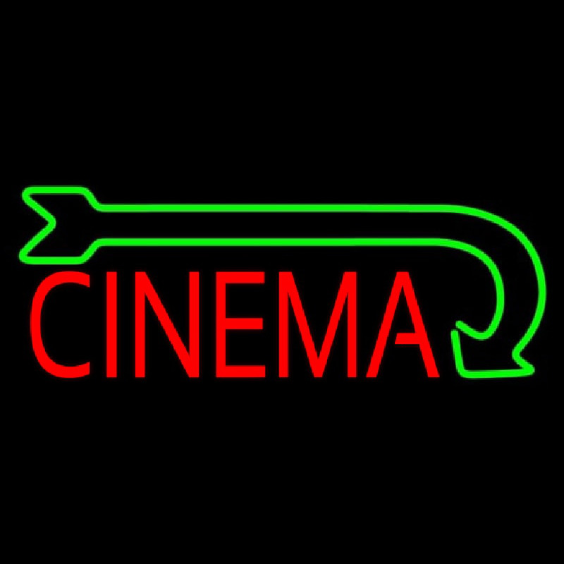 Red Cinema With Green Arrow Enseigne Néon