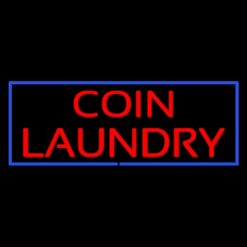 Red Coin Laundry Blue Border Enseigne Néon