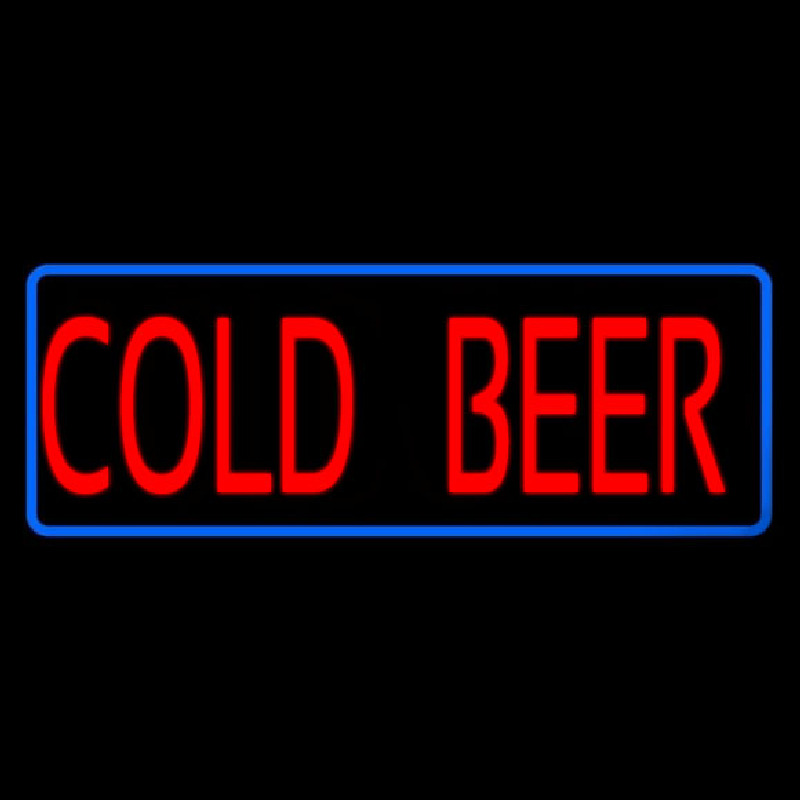 Red Cold Beer With Blue Border Enseigne Néon