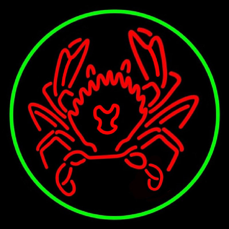 Red Crab Green Circle Enseigne Néon