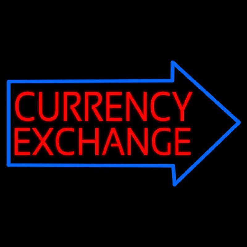 Red Currency E change With Arrow Enseigne Néon