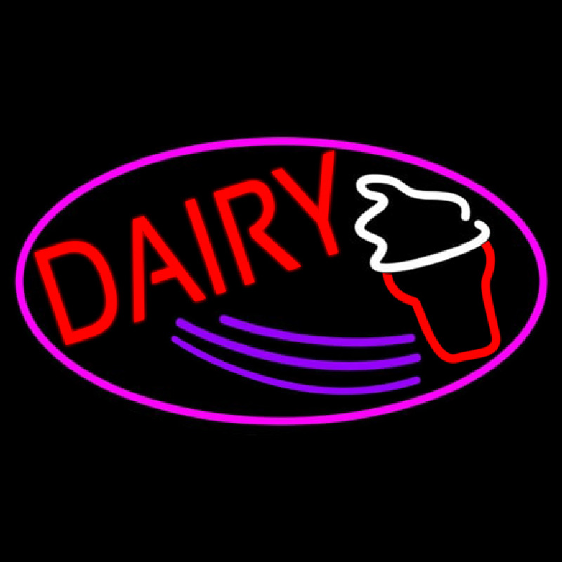 Red Dairy With Oval Enseigne Néon