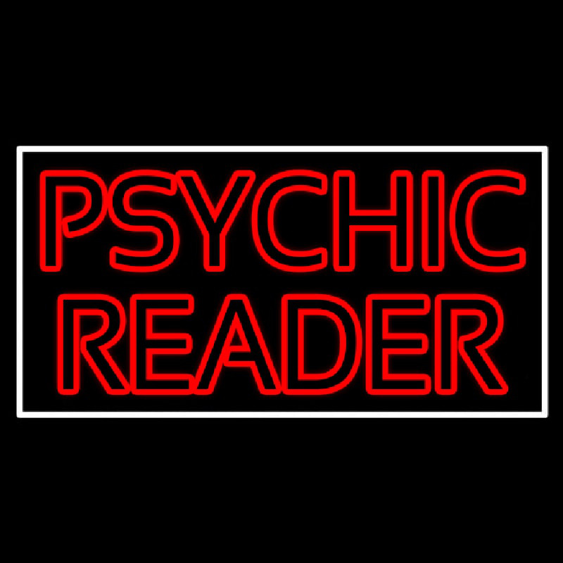 Red Double Stroke Psychic Reader White Border Enseigne Néon