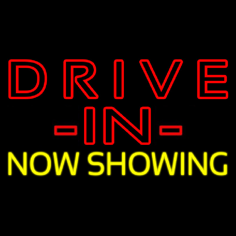 Red Drive In Yellow Now Showing Enseigne Néon