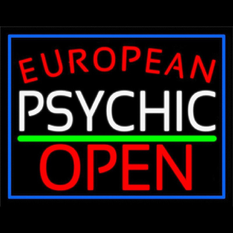 Red European White Psychic Red Open Green Line Enseigne Néon