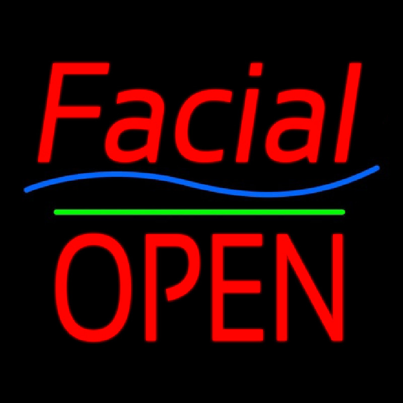 Red Facial Block Open Enseigne Néon