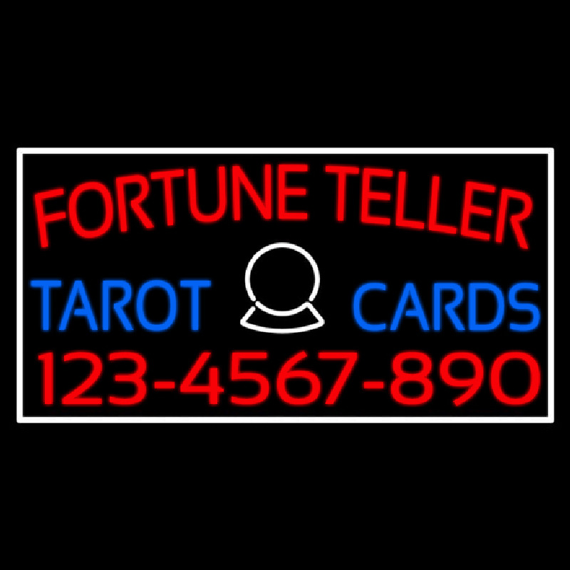 Red Fortune Teller Blue Tarot Cards With Phone Number Enseigne Néon