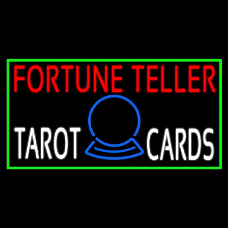 Red Fortune Teller White Tarot Cards With Green Border Enseigne Néon