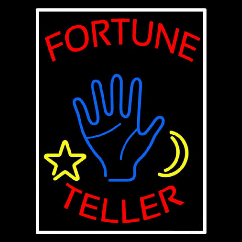 Red Fortune Teller With Logo And White Border Enseigne Néon
