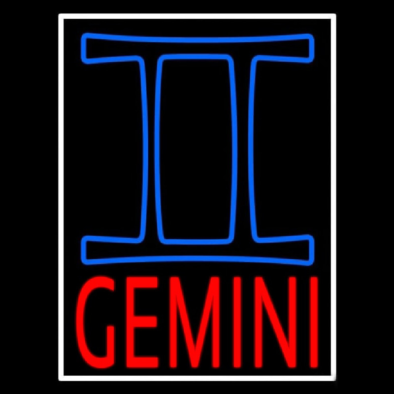 Red Gemini White Border Enseigne Néon