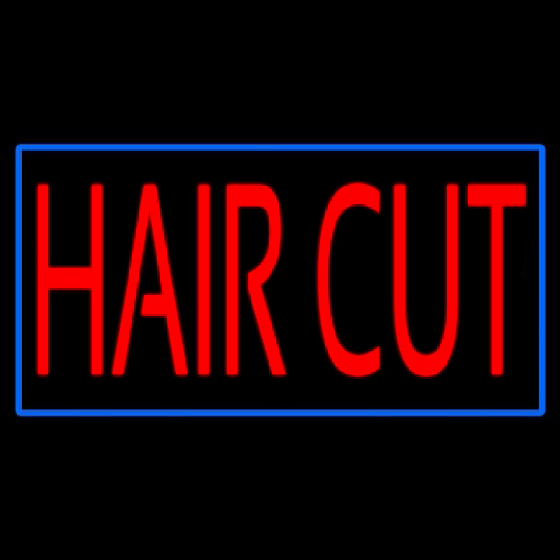 Red Hair Cut With Blue Border Enseigne Néon