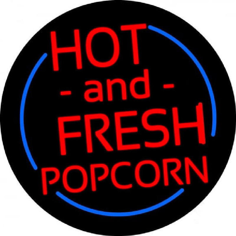 Red Hot And Fresh Popcorn With Border Enseigne Néon