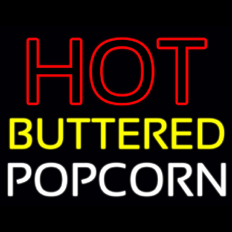 Red Hot Yellow Buttered White Popcorn Enseigne Néon