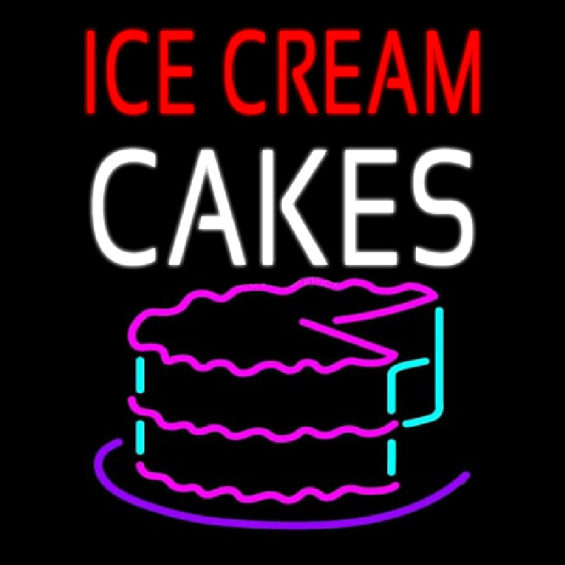 Red Ice Cream Cakes Logo Enseigne Néon