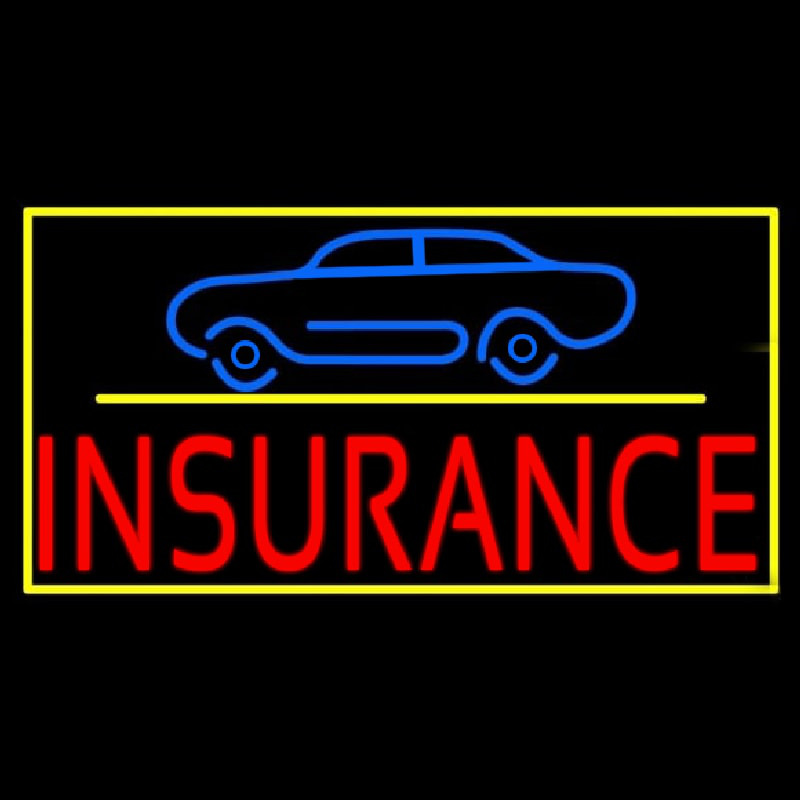 Red Insurance Car Logo With Yellow Border Enseigne Néon