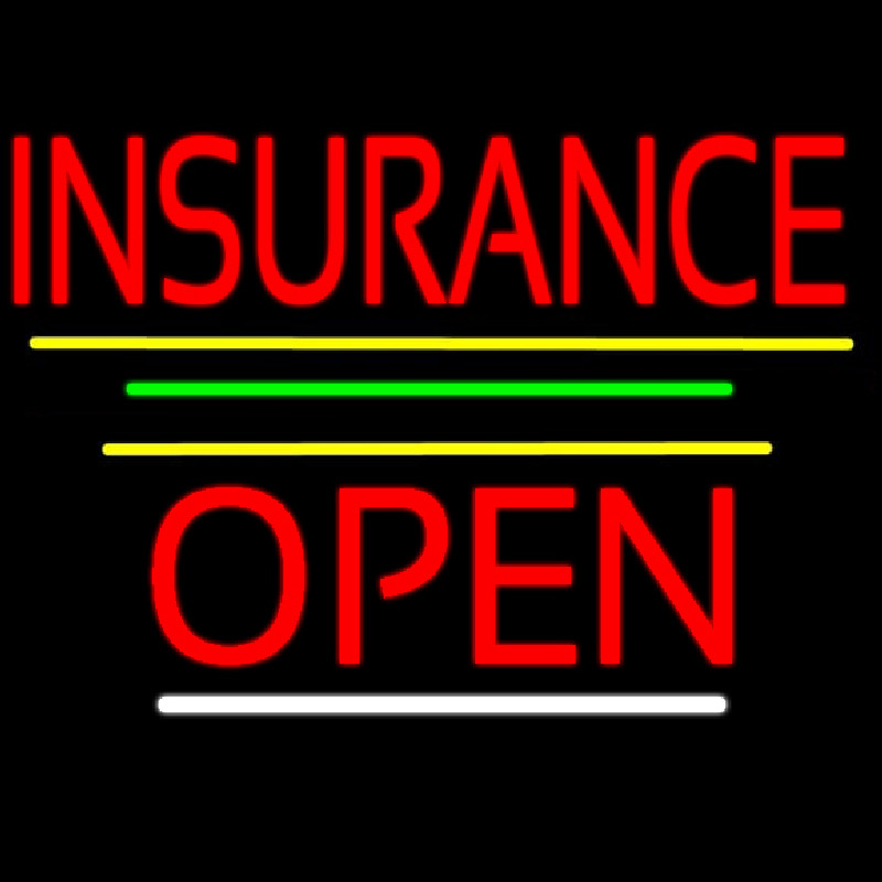 Red Insurance Open Yellow Line Enseigne Néon