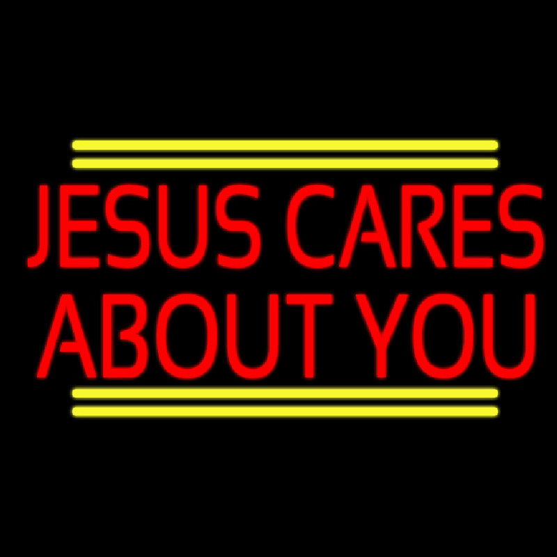 Red Jesus Cares About You Enseigne Néon